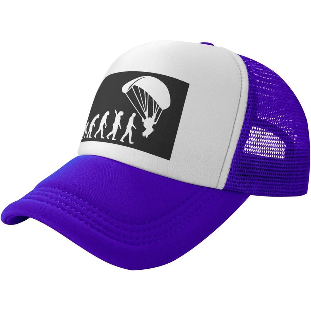 Paragliding Evolution Trucker Hat Polyester Mesh Baseball Snapback Cap for Adults Casual