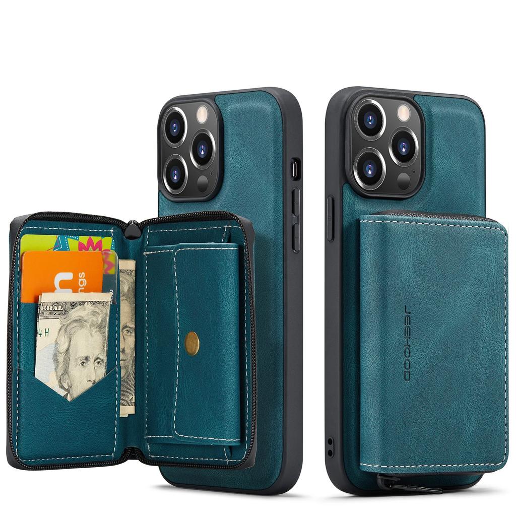 Retro odnímatelné kožené pouzdro pro IPhone 16 Pro Max 15 14 Plus 13 12 11 SE 2025 XS XR Peněženka Slot na karty Zipová kapsička Zadní kryt