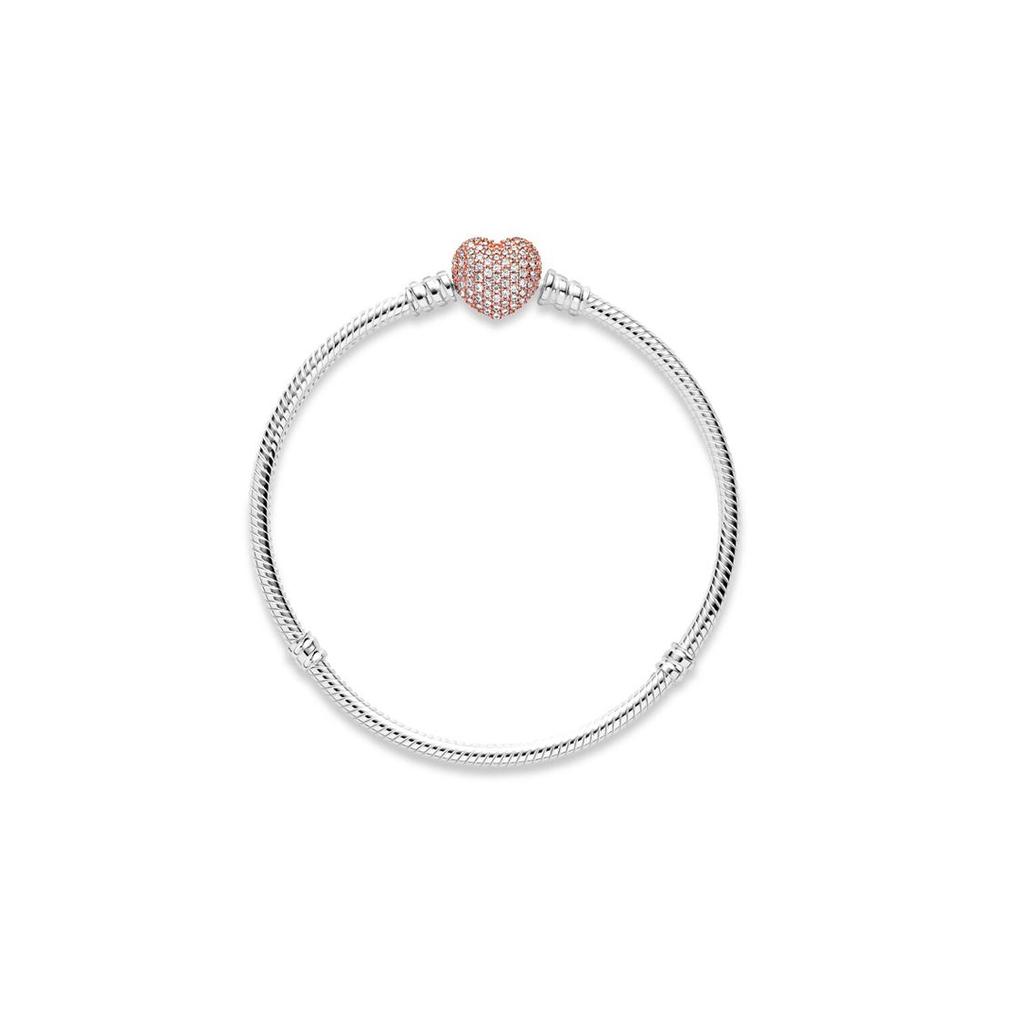 Pandora Moments Snake Chain Bracelet Silver Rose Gold Women Bracelet 586292CZ