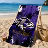 Custom Name Football Ravens Logo Personalized Microfiber Beach Towel, Quick-Dry, Ideal for Summer Travel, Beach Essential, Swimming
