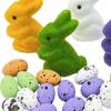 24Pcs Colorful Eggs 4Pcs Easter Foam Rabbits Photography Props Decorative Artificial