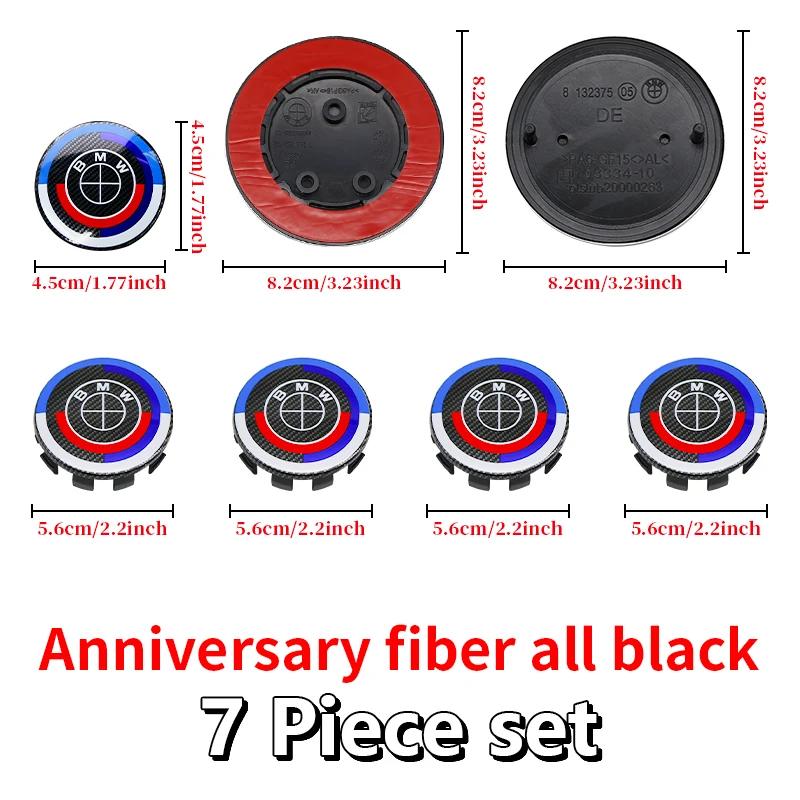 7Pcs 50th Anniversary Fiber Black Car Hood Front Rear Trunk Emblem Badge For BMW F20 E36 E46 X6 M4 E60 E93 E87 G01 G20 X3 X5 F30 FV7