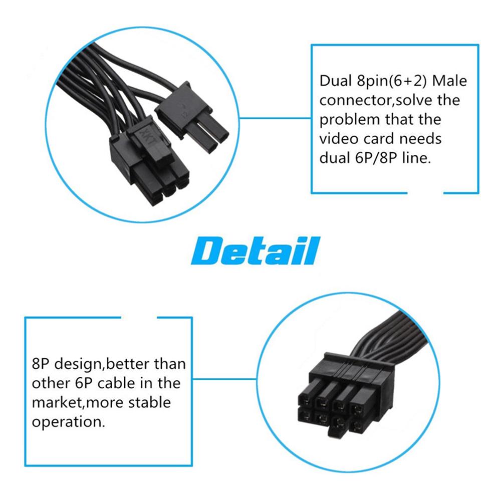 8 Pin Male 18AWG Male To Male Video Graphics Dual 8Pin GPU Cord Power Cable Power Extension