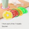 7pcs Silicone Coasters Set, Fruit Design Non-Slip Cup Pads, Creative Assorted Fruit Slice Drink Mats For Coffee & Tea