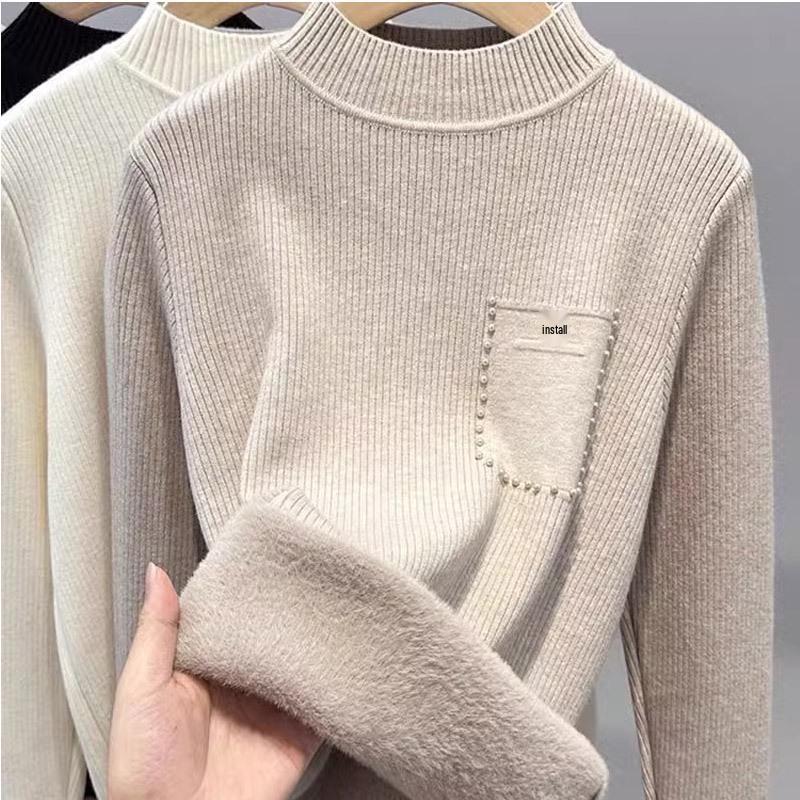 Women s Fleece Semi-High Neck Sweater with Plus Velvet Thickened for Warmth - AutumnWinter 2025 Collection S 3750₽