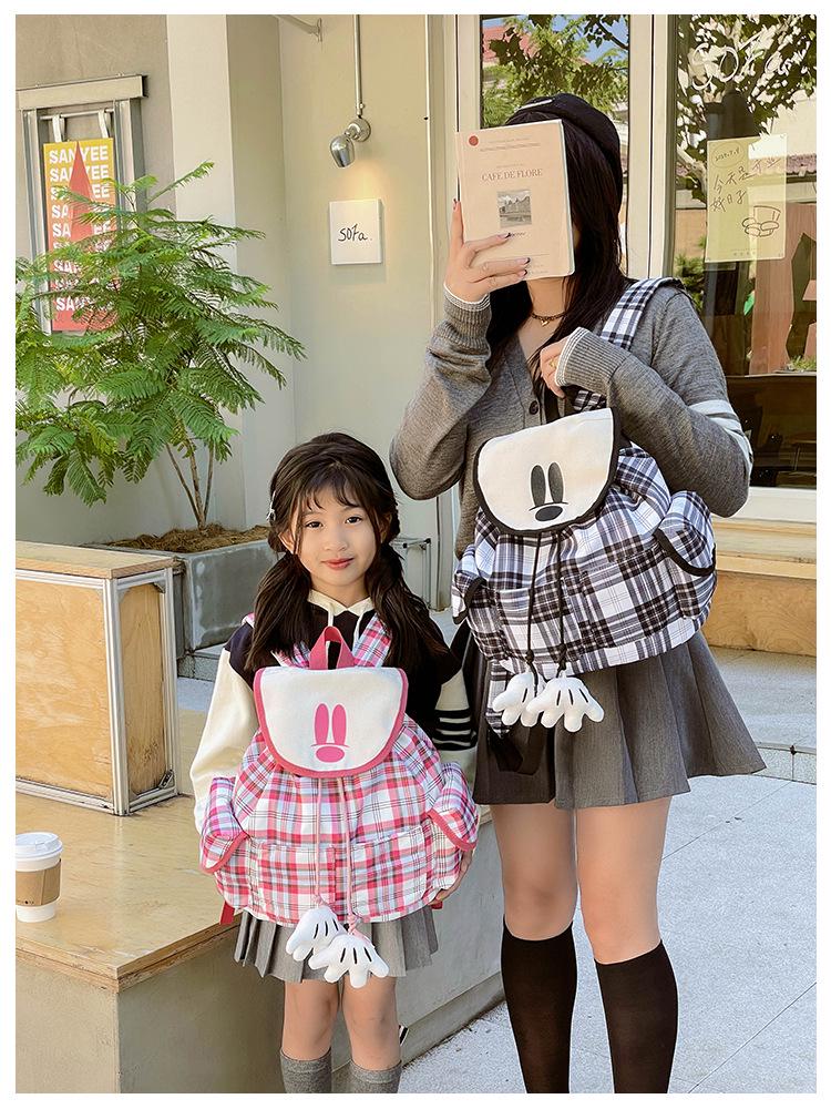 2024 Plaid Mummy Bag: Cute, Large-Capacity Parent-Child Backpack for Students