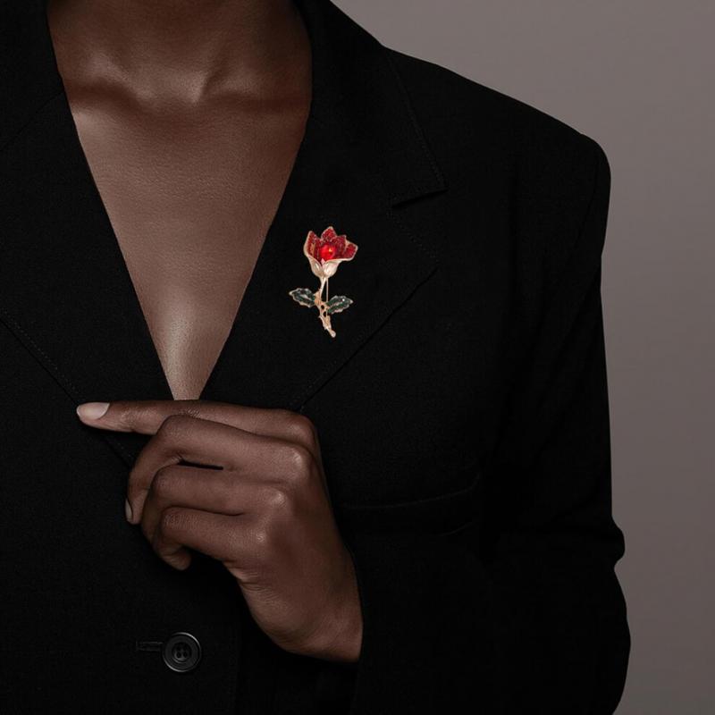 2-piece floral crystal brooch set, elegant flower brooch