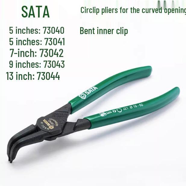 SATA Bent Nose Internal Circlip Pliers Set (Models 73040-73044) 5 inches 1.3mm