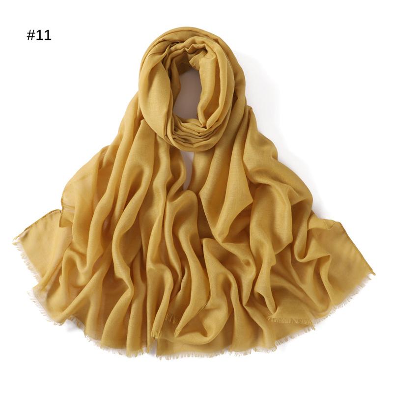 New Fashion Women Ramadan Muslim Hijab Cotton and Linen Soft Autumn and Winter Solid Color Islam Scarf Headscarf Shawl