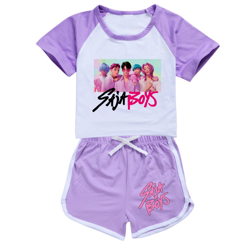 5028 Kids Girls Sajaboys POP Rumi Zoey Mira Print T-shirt Shorts Sport Tracksuit Clothes Set
