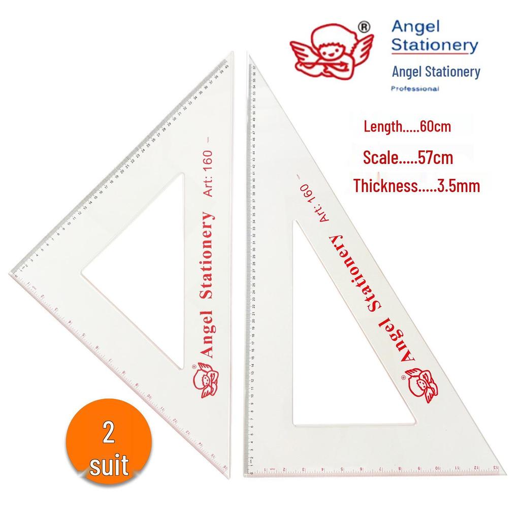 Large Transparent Plastic Triangle Ruler Set (30/40/50 cm) for Drawing and Right Angles