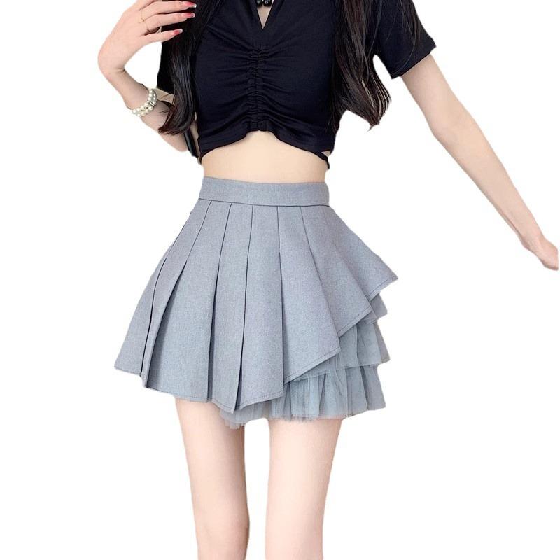 Slimming Puff Skirt A-line Mini Casual All-match Versatile Skirt for Women Summer Plus Size Pleated Skirt High-waisted Skirt Bubble Skirt