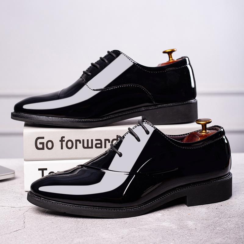 New leather shoes large size business dress shoes men's casual shoes lace-up wedding shoes versatile men's shoes