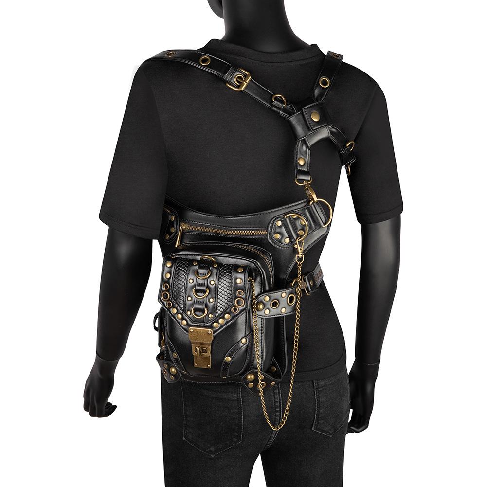Chain Bag Women's Small Bag Steampunk Retro Motorcycle Bag Women's Shoulder Messenger Bag Women's Waist Bag
