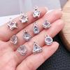 DIY Jewelry Set with Five-Pointed Star, Water Drop, and Heart-Shaped Alloy Pendants Inlaid with Cubic Zirconia – Bracelet, Earrings, Necklace