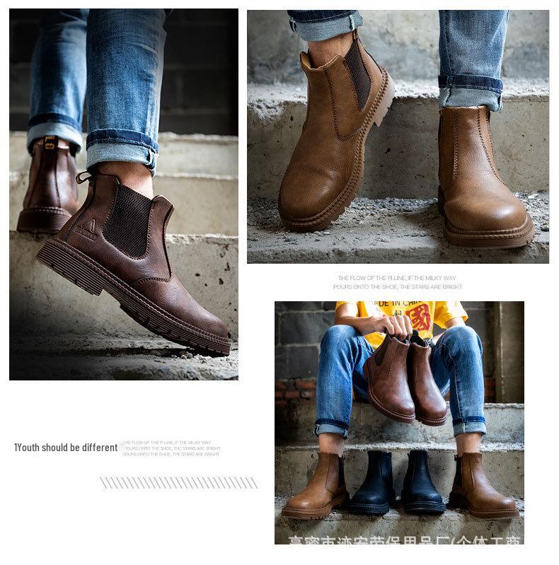 Temu Men's Lightweight Anti-Smash High-Top Slip-On Safety Shoes