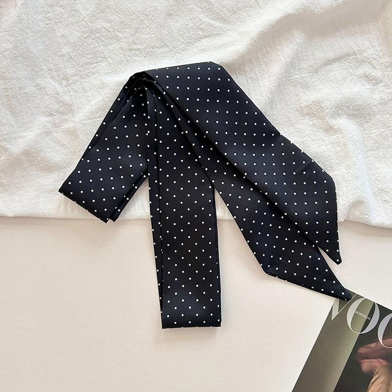 

4 цвета Принт в горошек Новый платок-скинни из шелка для женщин Роскошный бренд Фуляр Женский галстук Модные головные платки для дам 5x140cm