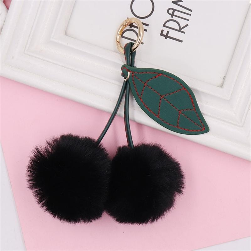 Cherry Keychain Bag Pendant Bag Accessory Plush Texture Key Holder Key Ornament Suitable for Gifting and Daily Use