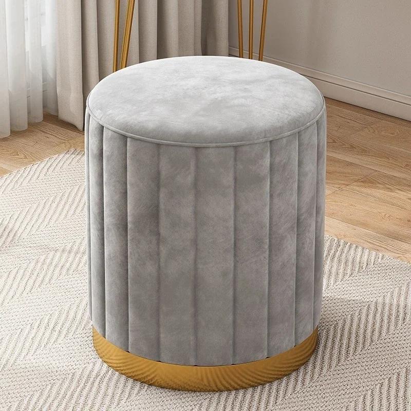 Luxury Vanity Makeup Stool Round Dressing Chair with Storage Upholstered Bench for Bedroom Modern Side Stool Furniture
