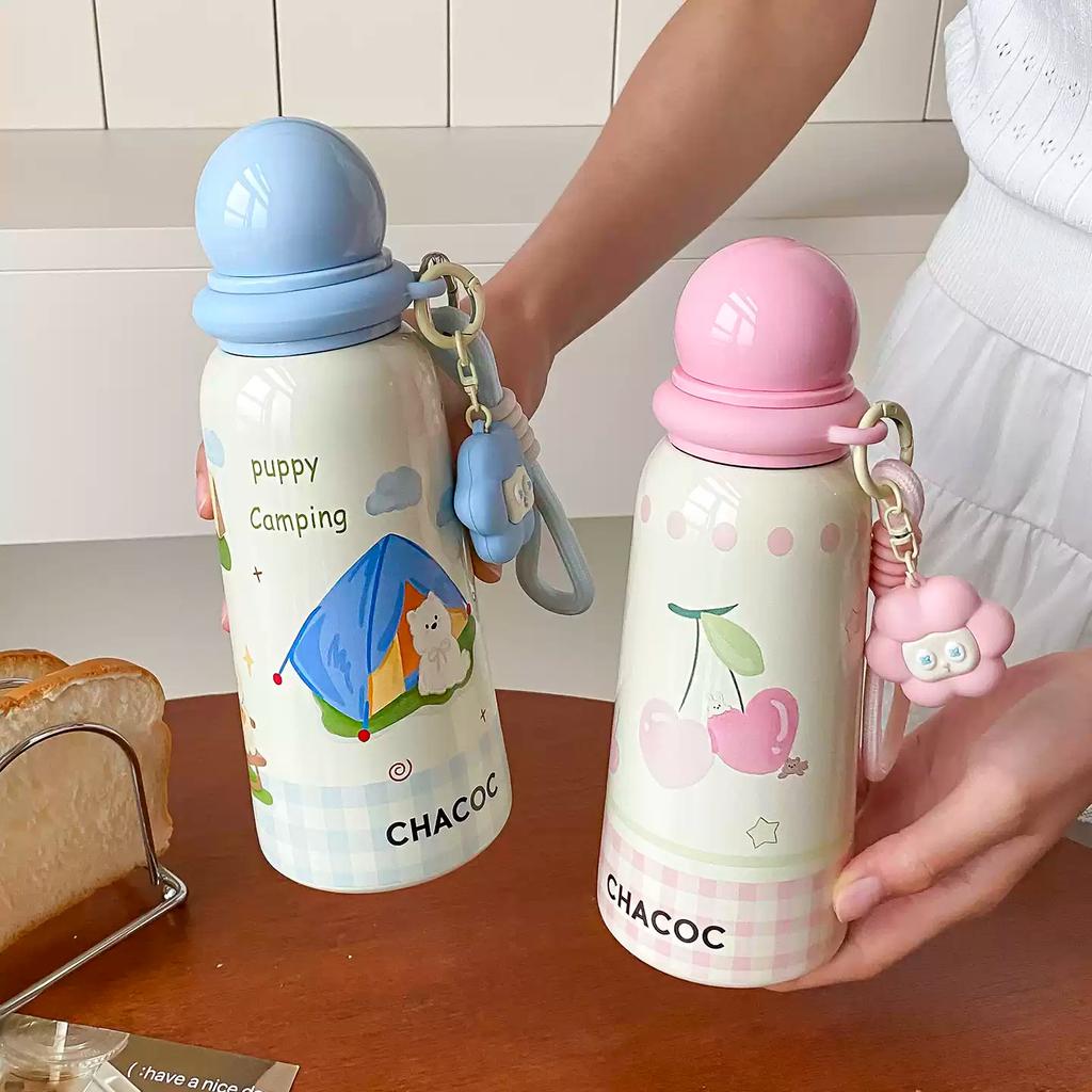 Exquisite cartoon gift thermos cup ins female high-value student 316 stainless steel portable straw double drinking cup