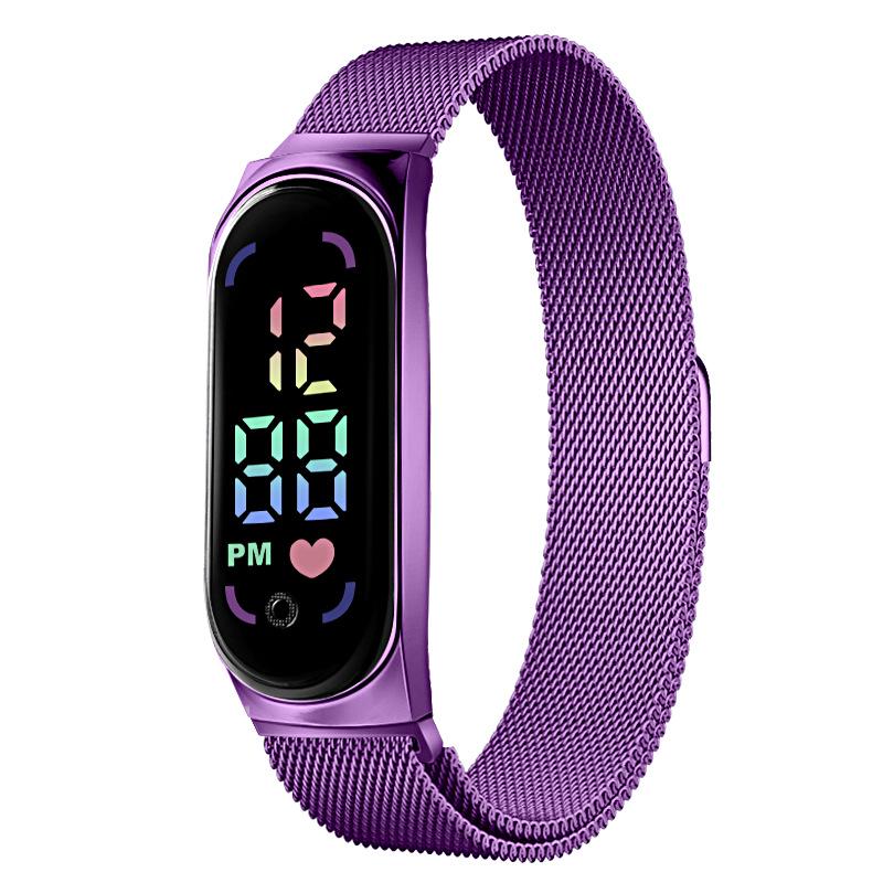 Waterproof Magnetic LED Digital Sports Watch for Students with Alloy Bracelet - Children's Gift