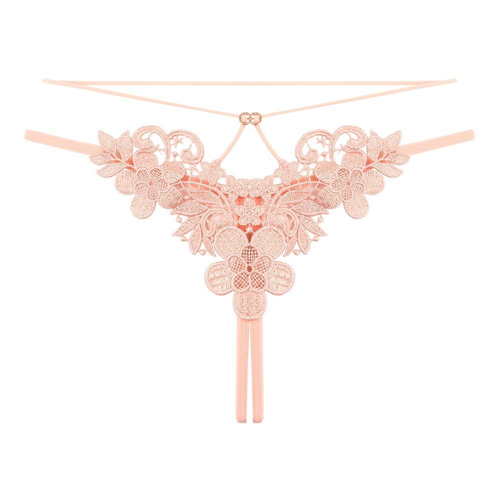 French Aesthetic Embroidered Sexy Panties Female Interest Hollow Interwoven Diamond Jewelry Temptation Open Crotch Free Hot Thong