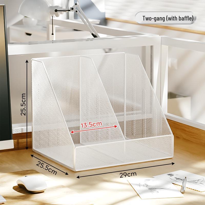 Schreibtisch-Organizer: Vertikale Aktenaufbewahrung, Bücherregal, Aktenständer und Stifthalter.