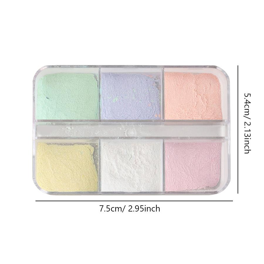 6 Grids Nail Glitter Aurora Mirror Powder Pearly Flakes Pigment, Sparkly Charm for Nail Design Manicures