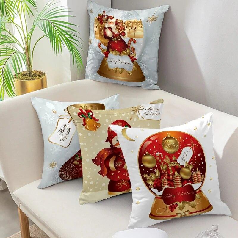 

Home Sofa Bedroom Living Room Cushion Cover Merry Christmas Pillowcase Decorative Santa Print Pillowcase