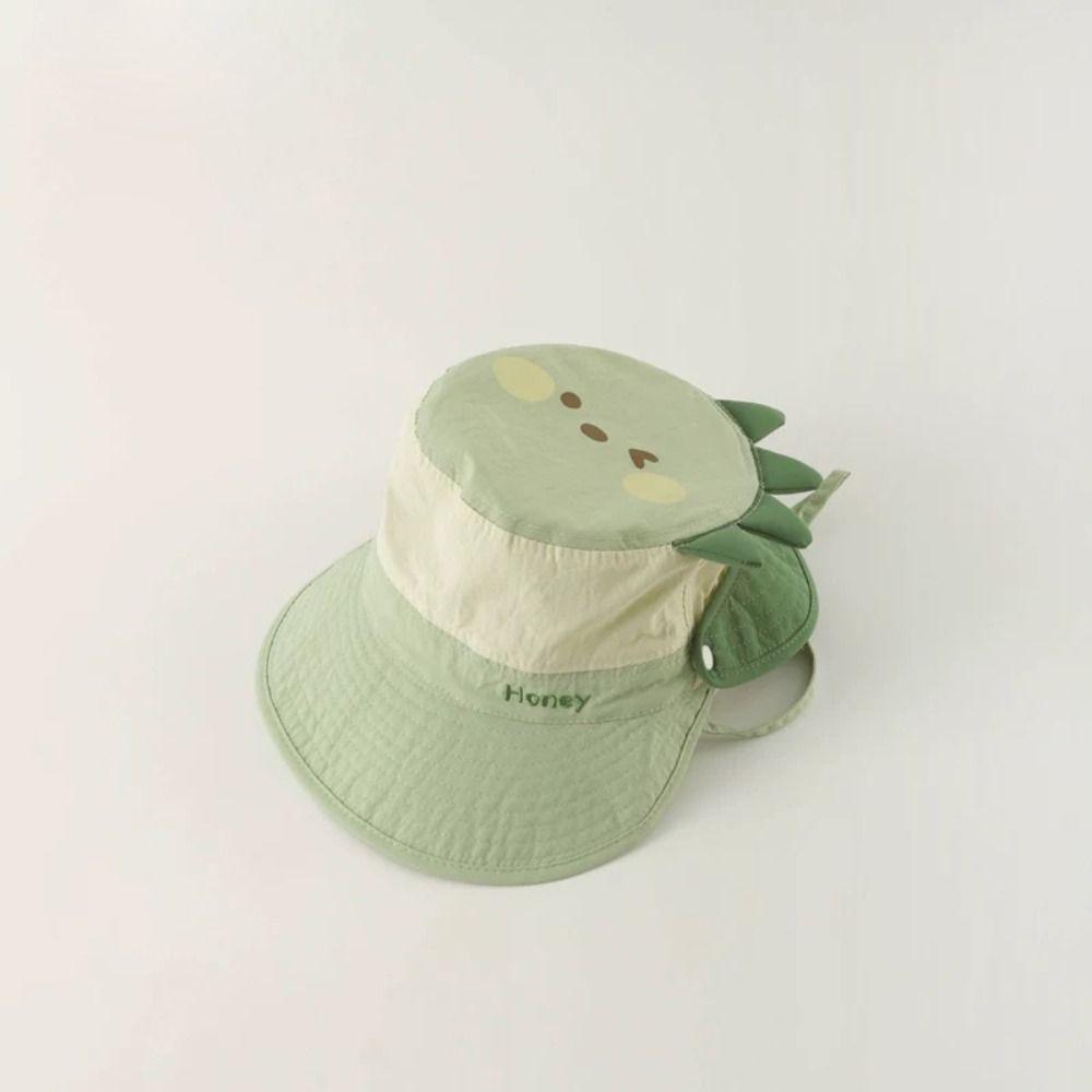 Letter Embroidery Cartoon Animal Bucket Hat Detachable Children's Fisherman Hat  Kid