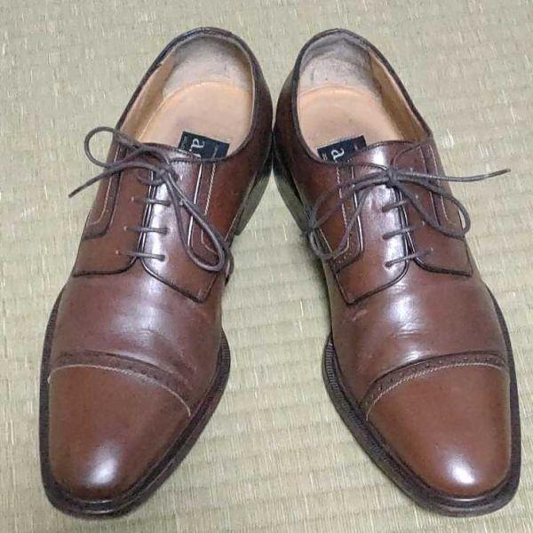 A.Testoni Black Label Leather Dress Shoes Straight Cap Toe Brown 8H / 26.5 /XRA4(USED)