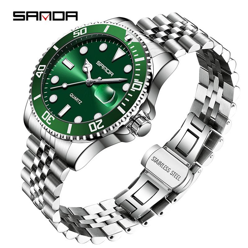 SANDA New Men's Quartz Watch Waterproof Calendar Display Day Glow In The Dark Simple Personalized Men's Watch