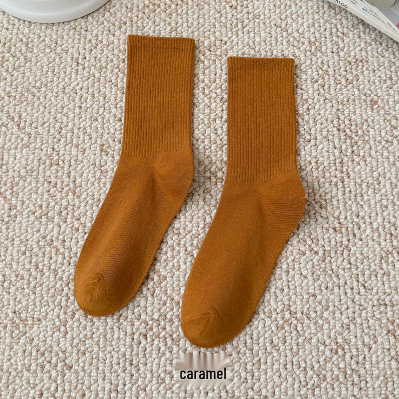 Bunte Damen Kniehohe Candy Color Scrunch Socken - Trendy, Ganzjährig, Mittelhoher Schaft, Einfache Tanz Baumwollsocken
