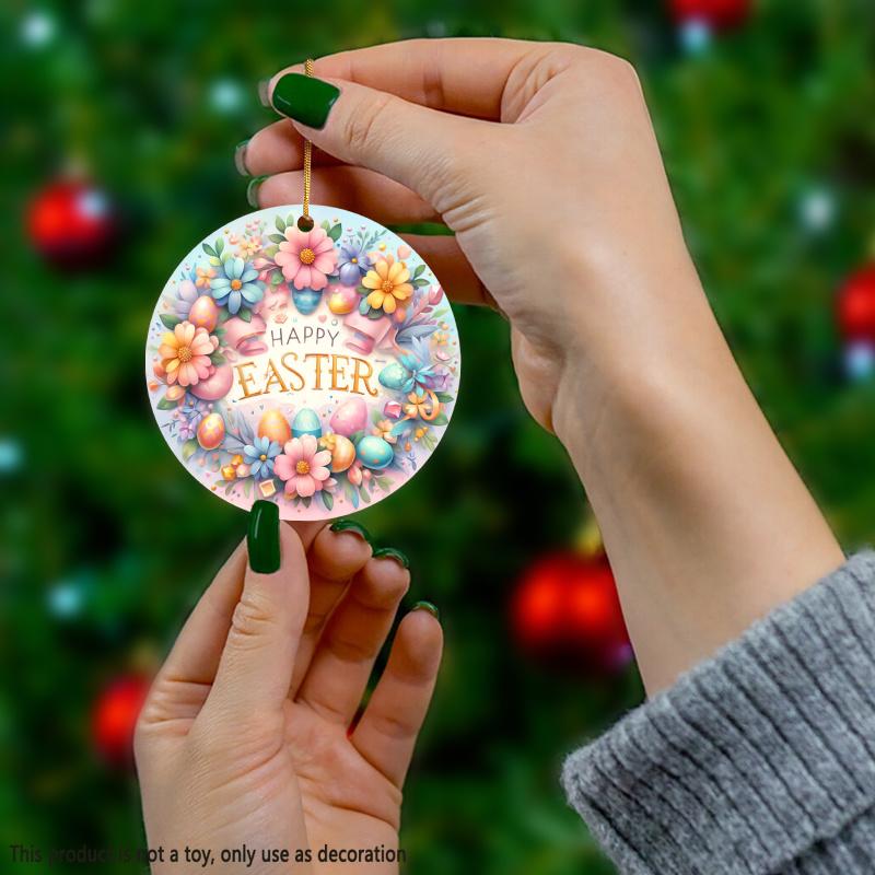 1 Stück Frohe Ostern Eier Kranz Autozubehör - Acryldruck Anhänger für Autospiegel, Rucksack & Schlüssel - Festschmuck, Heimdeko & Geschenke