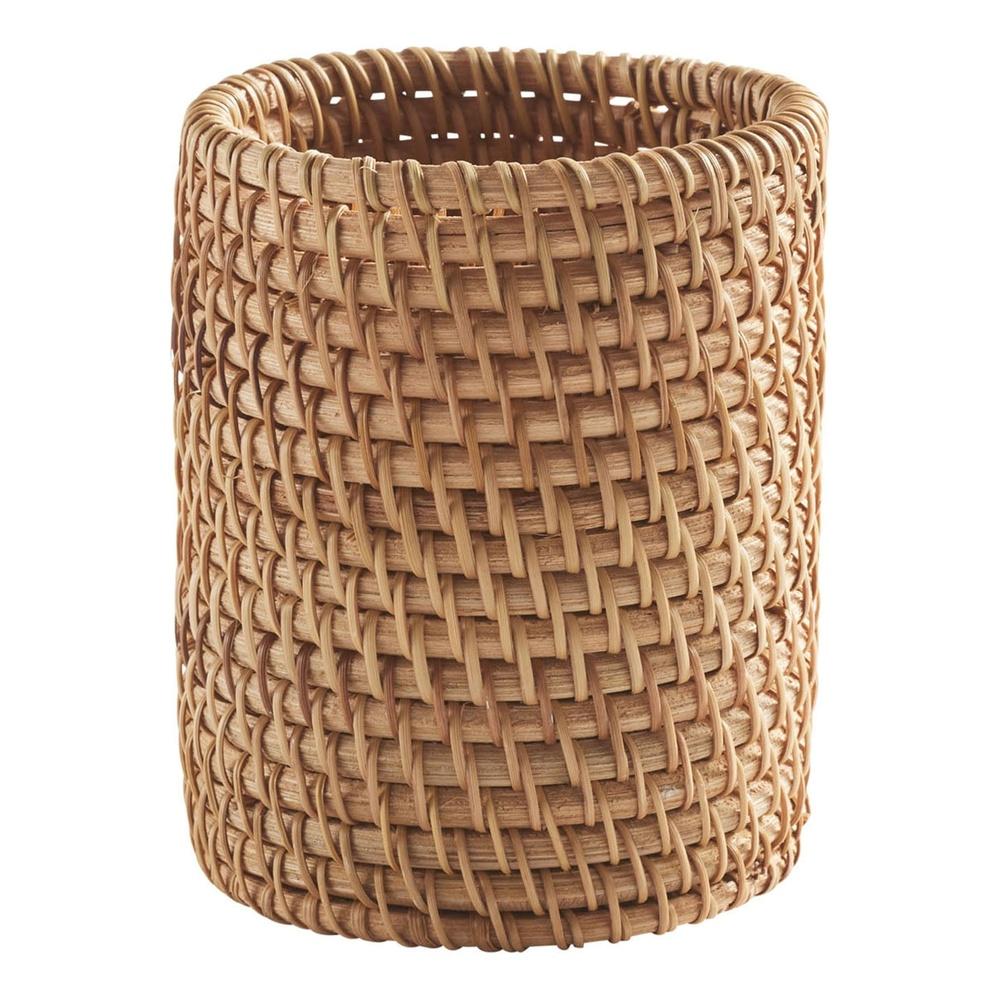 

Natural Rattan Toothbrush Holder Eco-Friendly Bathroom Accessory Decorative Vanity Organizer Adult Toothbrush Storage Tropical United States