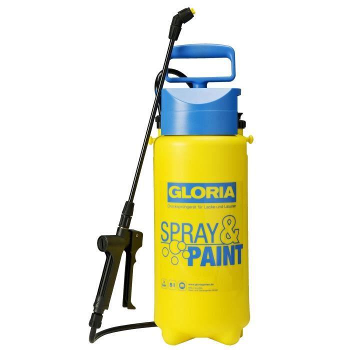 Gloria Spray& Hand Sprayer;Paint 5L - 3 Bars - Valve and Flat Jet Nozzle - Viton Seals