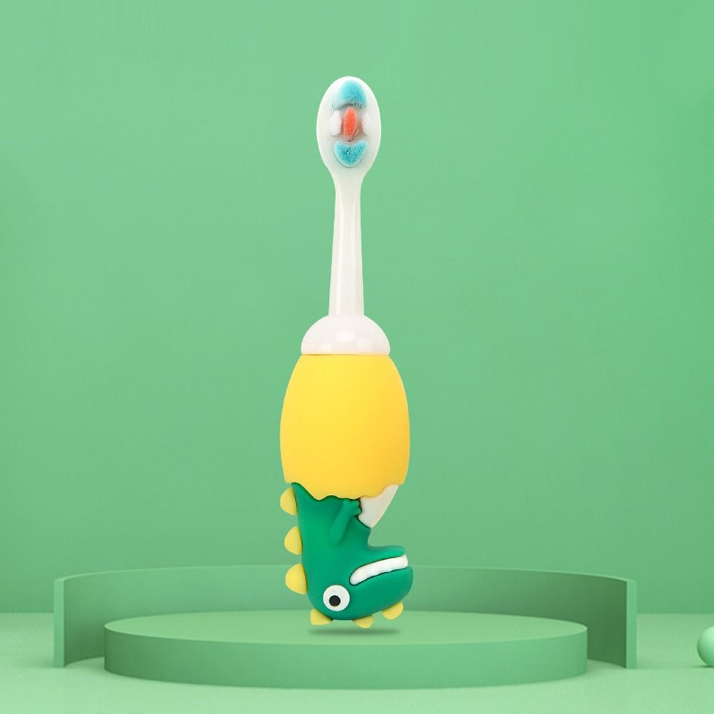 

Slide Handle Dinosaur Kids Toothbrush Cleaning Toothbrush Children s Toothbrush Silicone Toothbrush зелёный