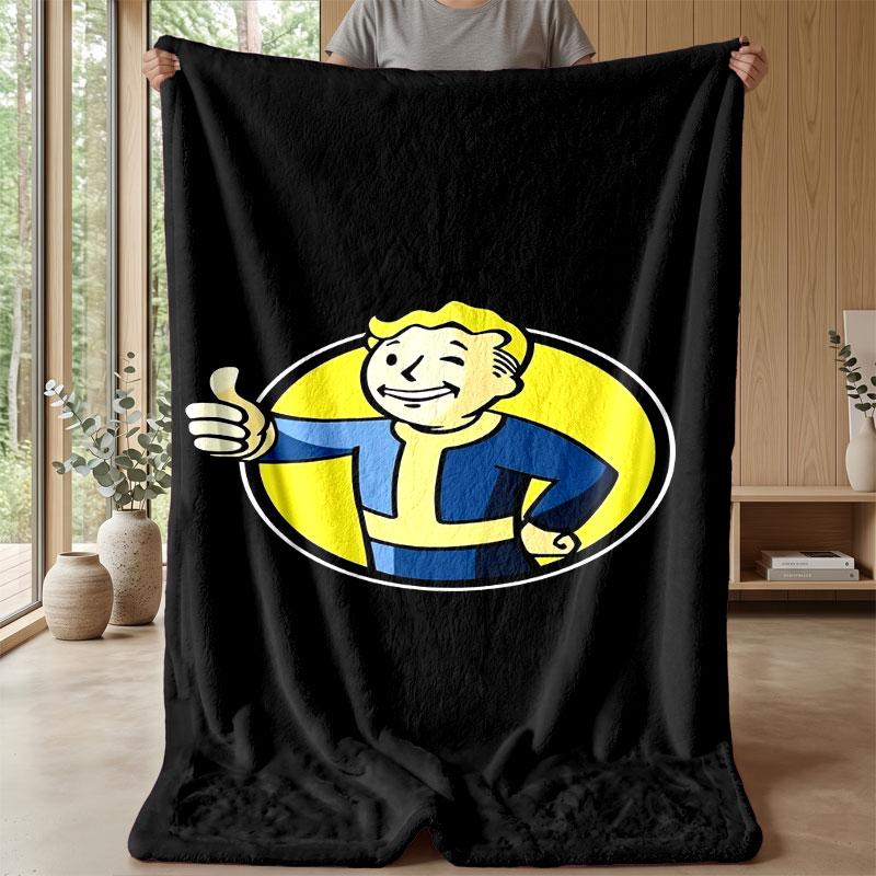 Soft Flannel Blanket Lightweight Cozy Bedroom Living Room CoverFallout Vault Boy