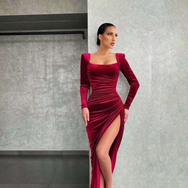 Women's Formal Dresses Sexy Dinner Party Ladies Split Skirt Female