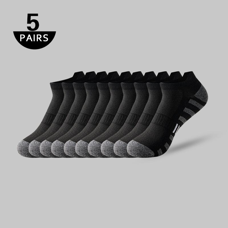 

5/10 пар мужских коротких носков Летние тонкие мужские черно-белые серые повседневные деловые носки сетчатые дышащие мужские спортивные носки подарок 39-44