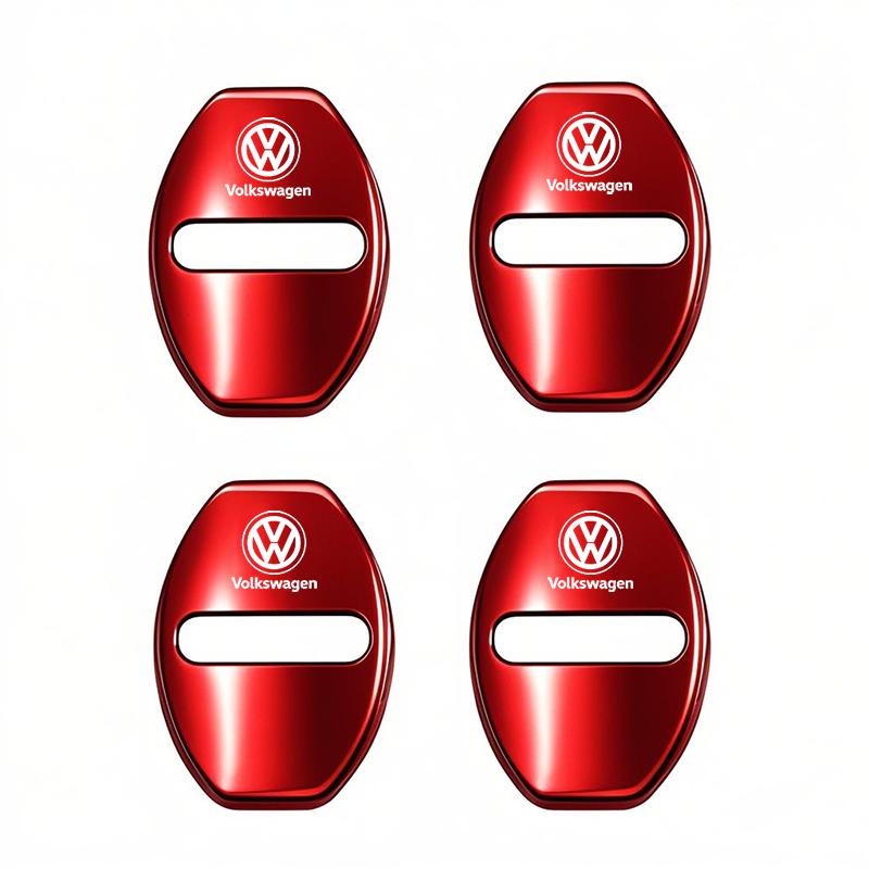 Lijk1 4Pcs Metal Car Door Lock Cover Protective Buckle Cover Sticker Tire Valve For VW GTI Polo Golf MK6 Passat Tiguan Arteon Jetta CC