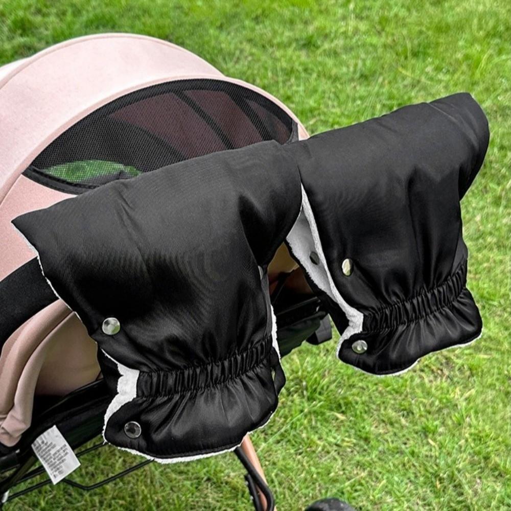 1 Pair Soft Velvet Winter Stroller Gloves Thickened Stroller Mitten Handrail Gloves  Daily Walking