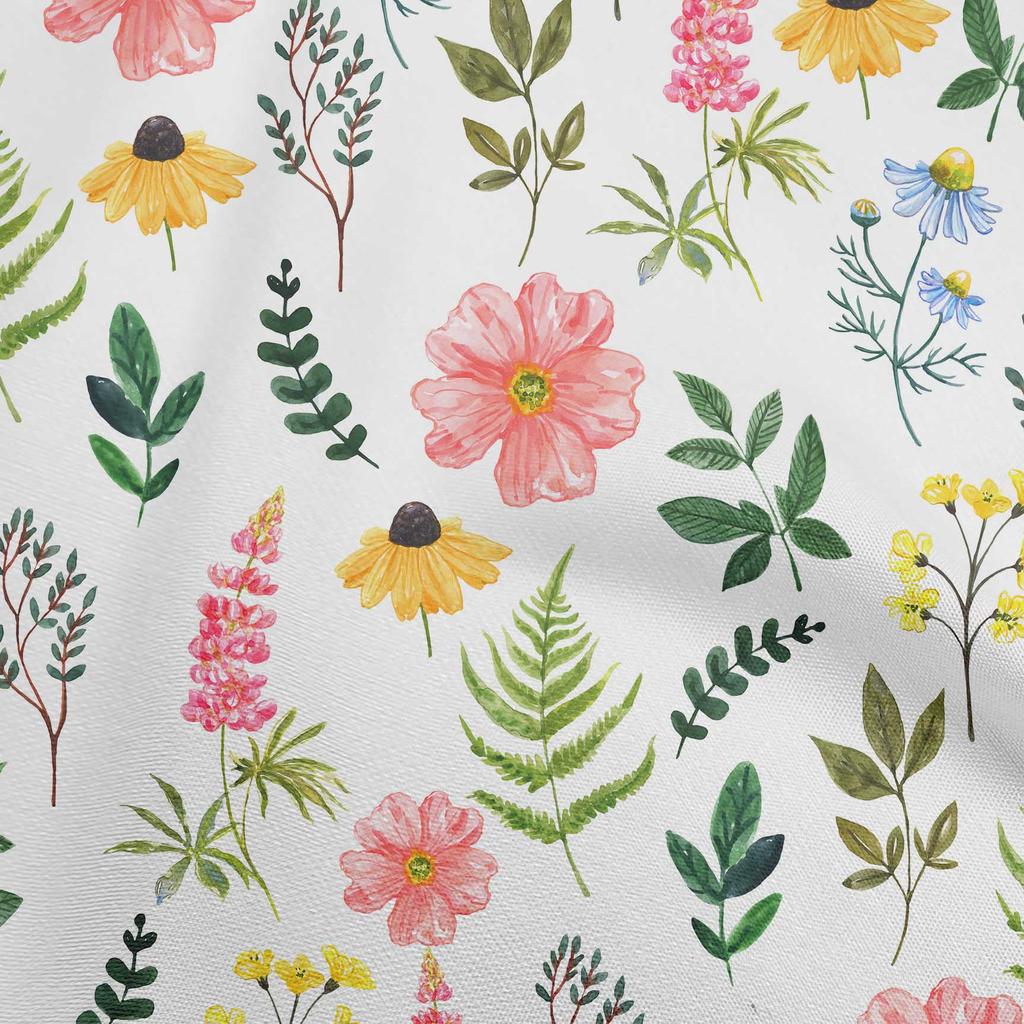 oneOone Cotton Poplin Brown Fabric Floral Watercolor Sewing Craft Projects Fabric Prints By Yard 42 Inch