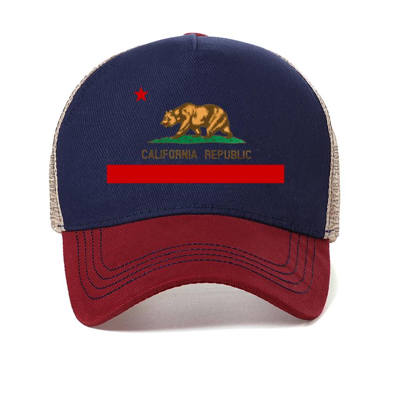 California Bear Trucker Cap Women Men California Republic Flag hat Hip Hop Baseball Cap Cool Summer Mesh Breathable hats
