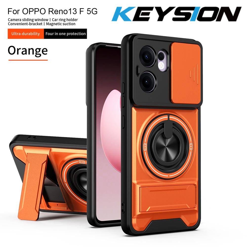 KEYSION Magnetic Phone Case for OPPO Reno13 Pro 5G Reno13 F 5G Slide Camera Protection Upright Kickstand Ring Shockproof Cover