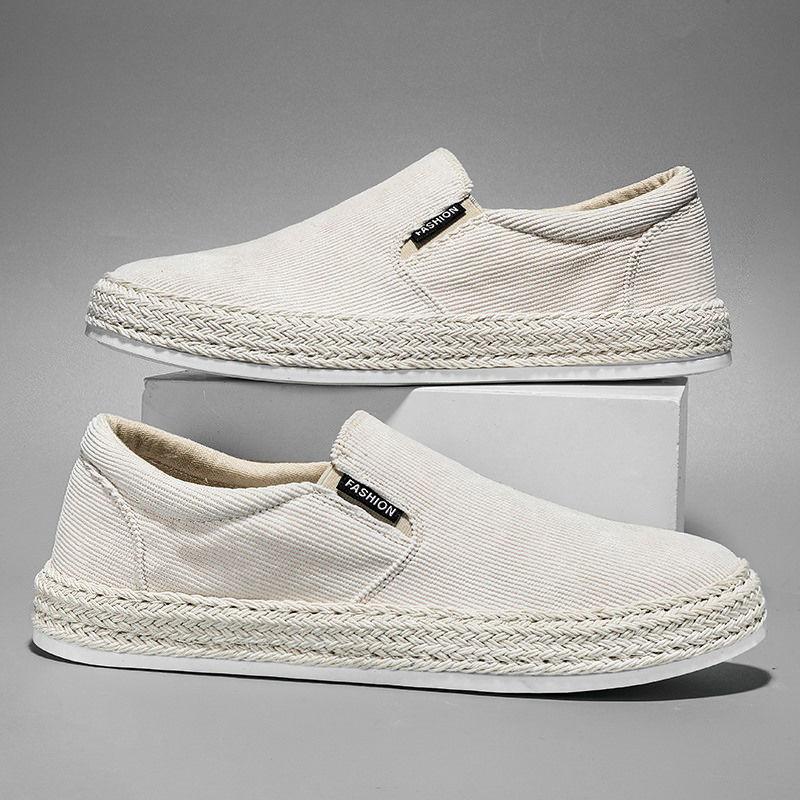 Fashion Sneakers Summer Canvas Round Toe Men's Casual Shoes Solid Color Non Slip Non-leather Work Fashion 2025 Male Shoe Walking Hiking