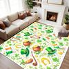 St Patricks Day Rug Green Clover Hat Decor Gold Coins Shamrock Carpet Holiday Floor Mat Soft Non-Slip Home Decor for Living Room