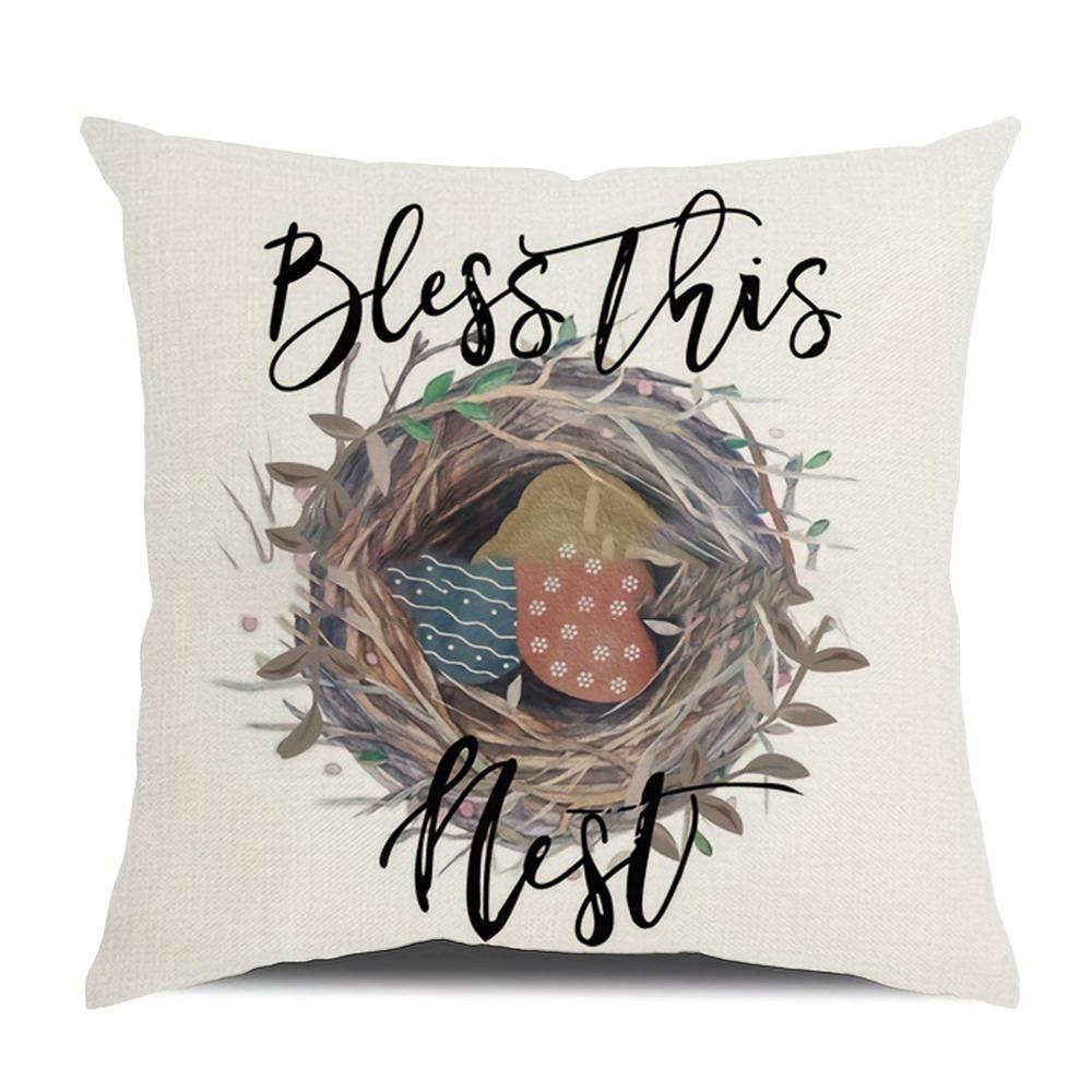 New Cute Easter Bunny Sofa Pillowcase with Zipper Polyester Cushion Cover Print Pattern Soft Pillow Cases Home Party Decor