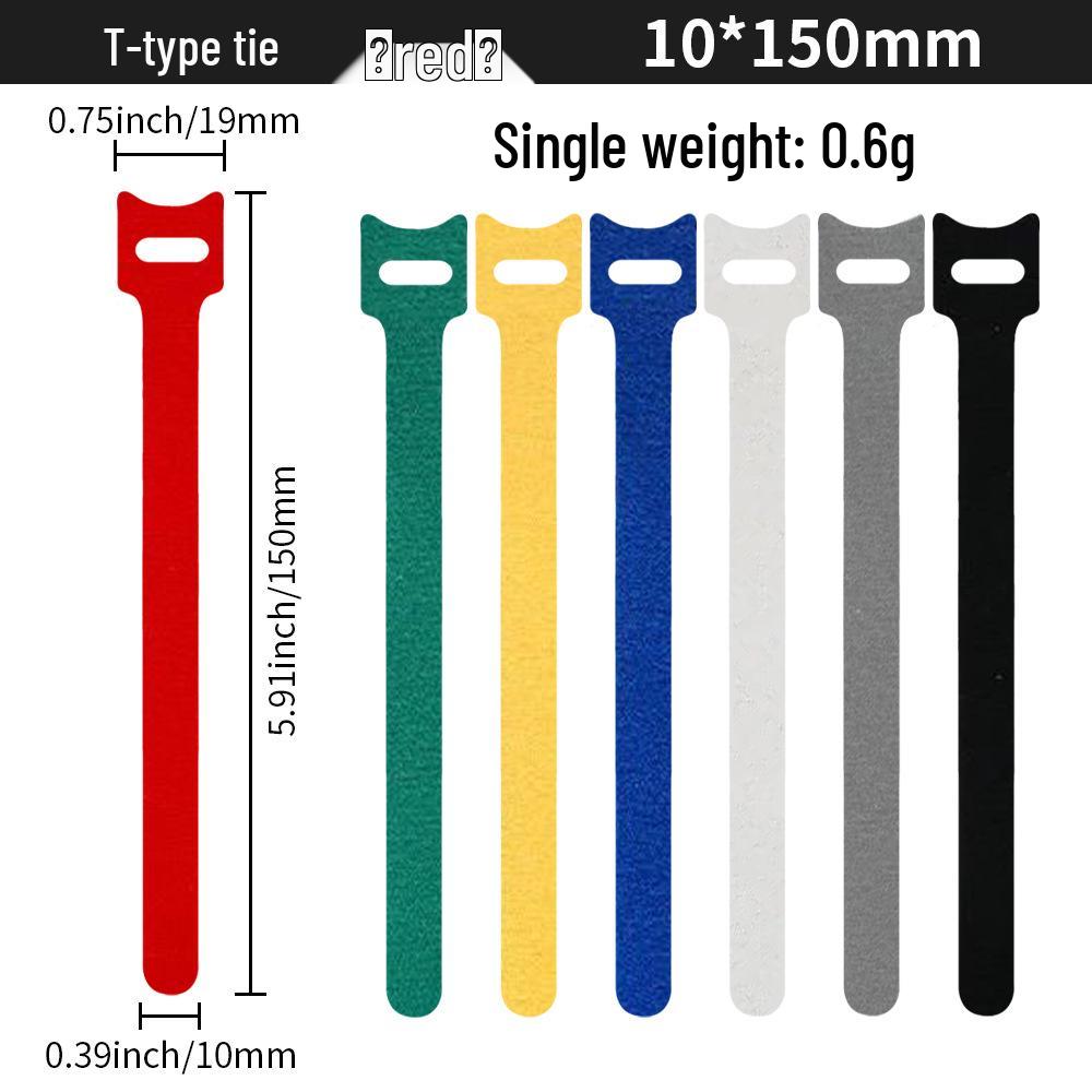 T-Type Magic Tape Cable Ties for Earphones, Data Cables, Organizers, and Network Cables with Back-to-Back Adhesive Straps.