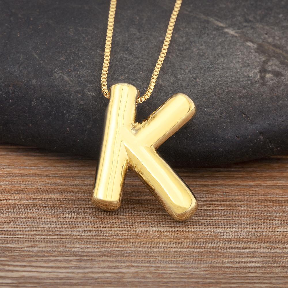 Nidin New Retro Punk Style Copper A-Z Letters Pendant Necklace Initials Alphabet For Women Vintage Name Jewelry Daily Party Gift